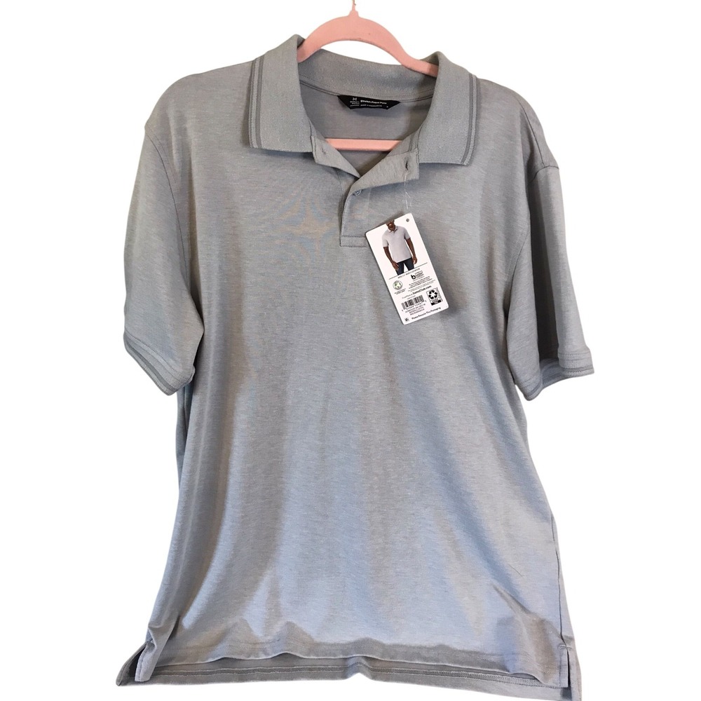 Men's Lt Gray Classic Fit Stretch Cotton Pique‎ Polo Size Medium Member's Mark